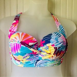 California Waves Multicolor Tropical Bikini Top